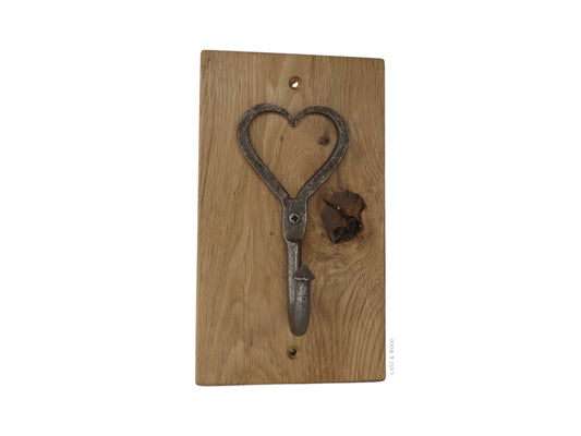 Solid Oak Mounted Heart Hook