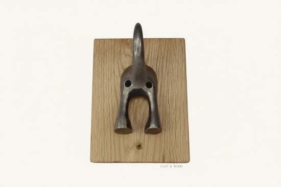 Solid Oak Mounted Dog Tail Hook - Single