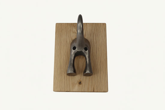 Solid Oak Mounted Dog Tail Hook - Single