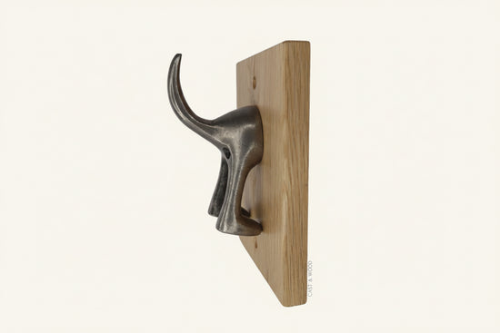 Solid Oak Mounted Dog Tail Hook - Single
