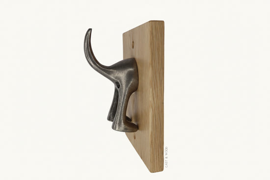 Solid Oak Mounted Dog Tail Hook - Single