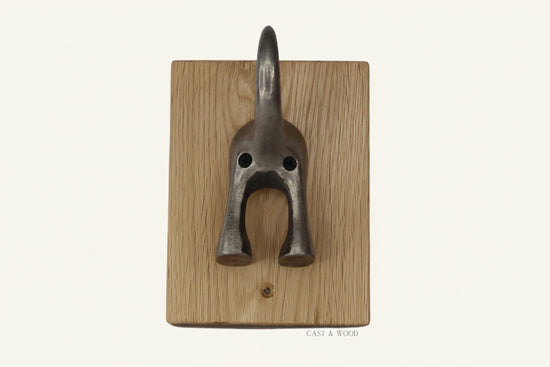 Solid Oak Mounted Dog Tail Hook - Single