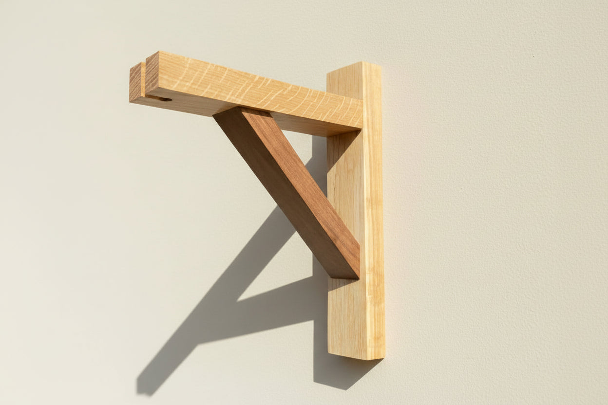 Solid Oak & American Black Walnut Gallows Pendant Wall Light Bracket freeshipping - Cast & Wood