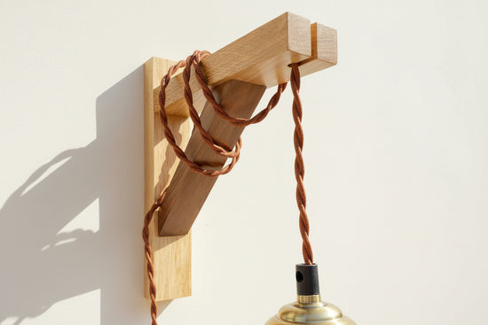 Solid Oak & American Black Walnut Gallows Pendant Wall Light Bracket freeshipping - Cast & Wood