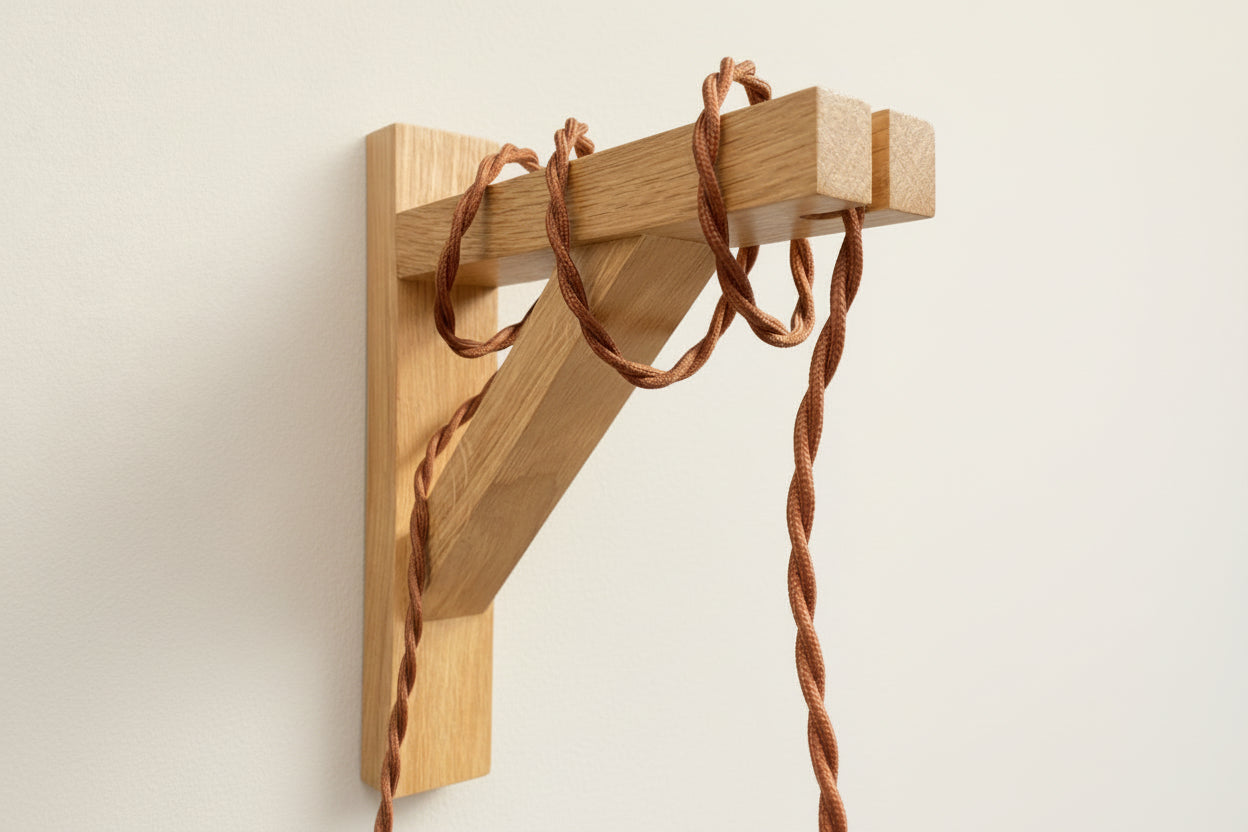 Solid Oak Gallows Pendant Wall Light Bracket freeshipping - Cast & Wood