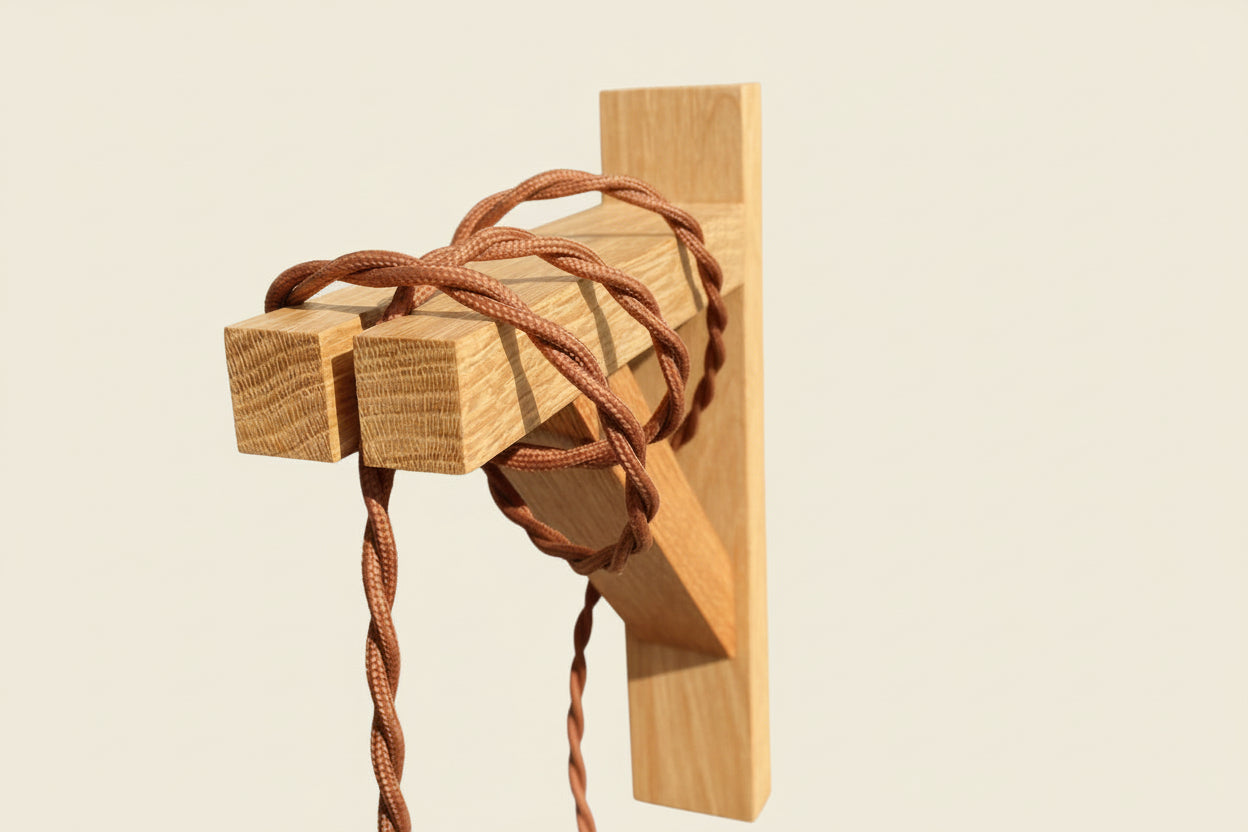 Solid Oak & Yellow Balau Gallows Pendant Wall Light Bracket freeshipping - Cast & Wood