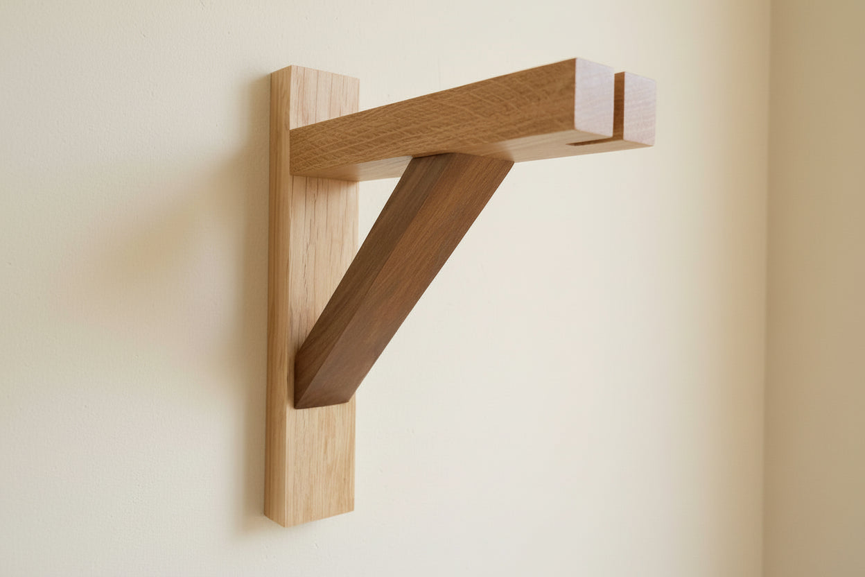 Solid Oak & American Black Walnut Gallows Pendant Wall Light Bracket freeshipping - Cast & Wood