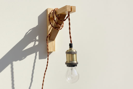 Solid Oak & American Black Walnut Gallows Pendant Wall Light Bracket freeshipping - Cast & Wood