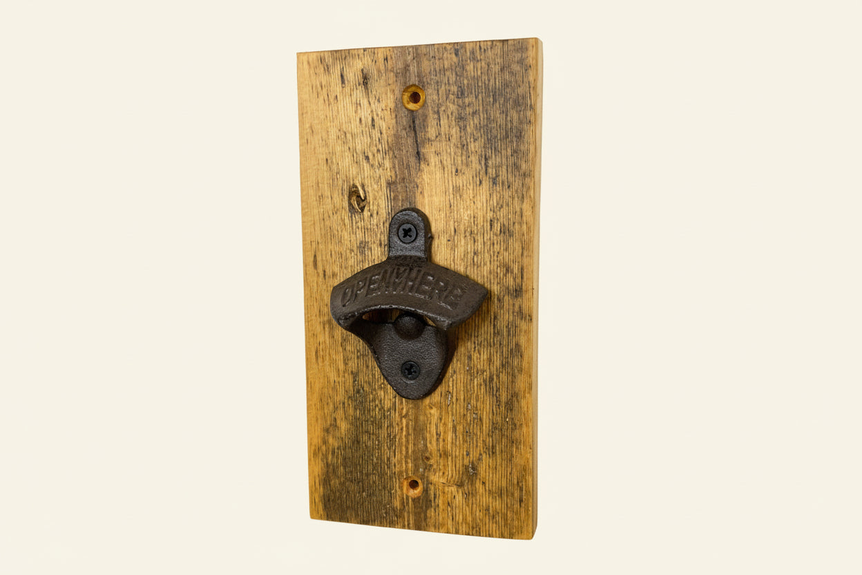 Wall Mounted Bottle Opener - Reclaimed Welsh Chapel Pine freeshipping - Cast & Wood