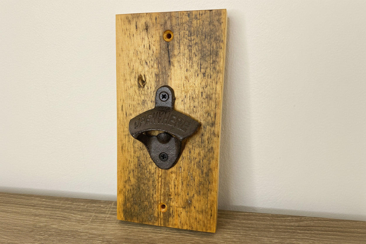 Wall Mounted Bottle Opener - Reclaimed Welsh Chapel Pine freeshipping - Cast & Wood