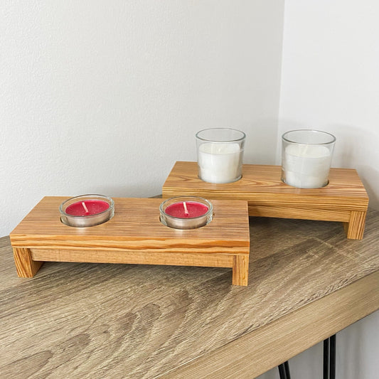 Raise Me Up Double Candle Holder - Reclaimed Welsh Chapel Pine freeshipping - Cast & Wood