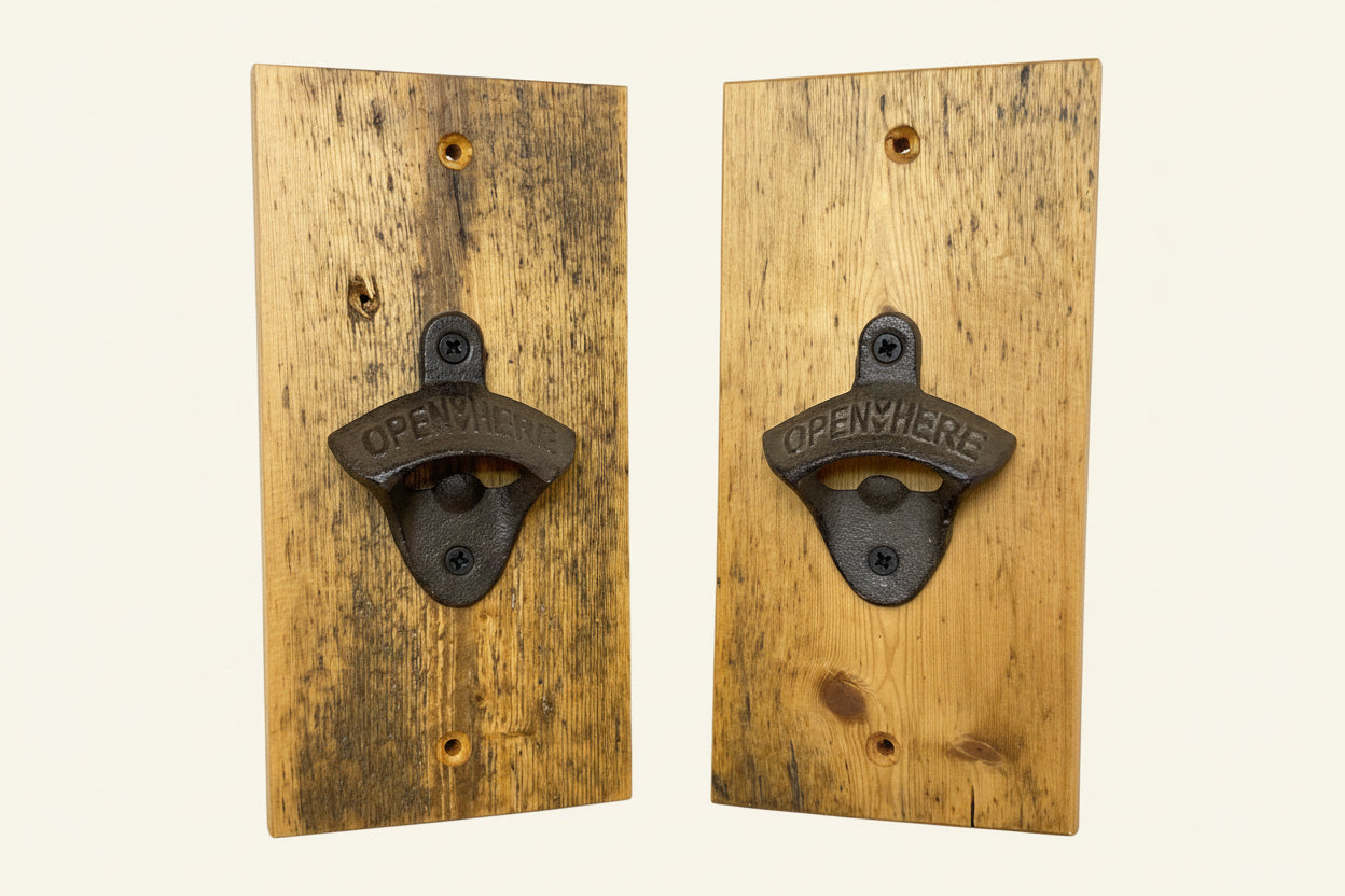 Wall Mounted Bottle Opener - Reclaimed Welsh Chapel Pine freeshipping - Cast & Wood