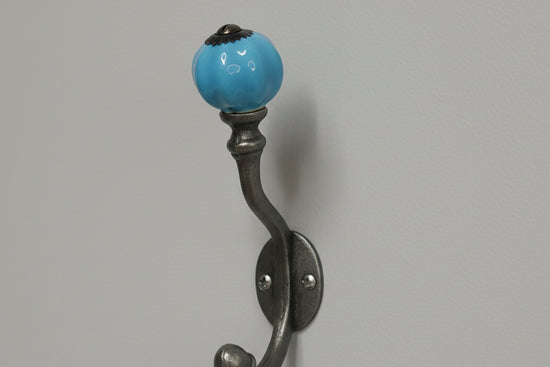 Sky Blue Acorn Double Coat Hook freeshipping - Cast & Wood