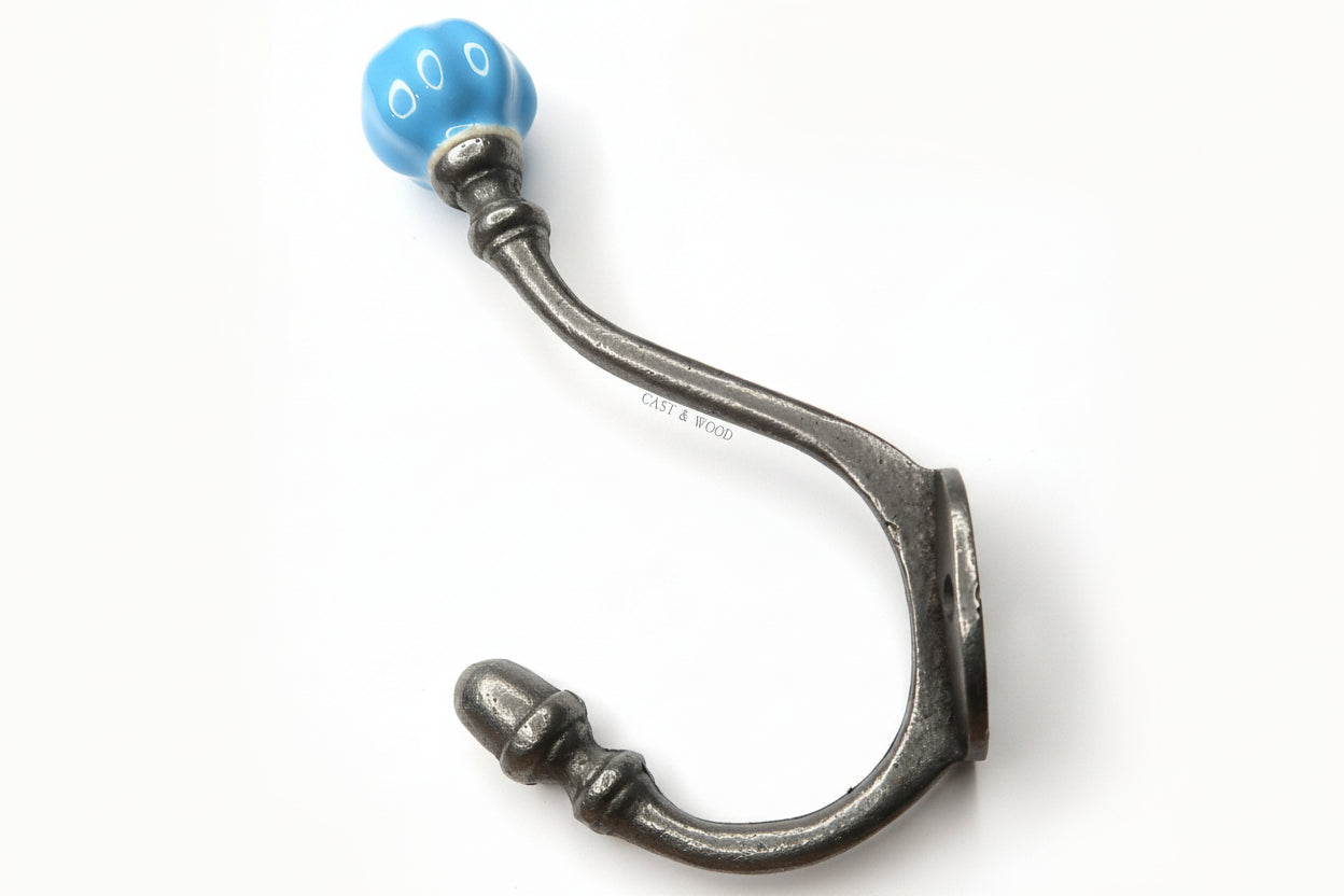 Sky Blue Acorn Double Coat Hook freeshipping - Cast & Wood