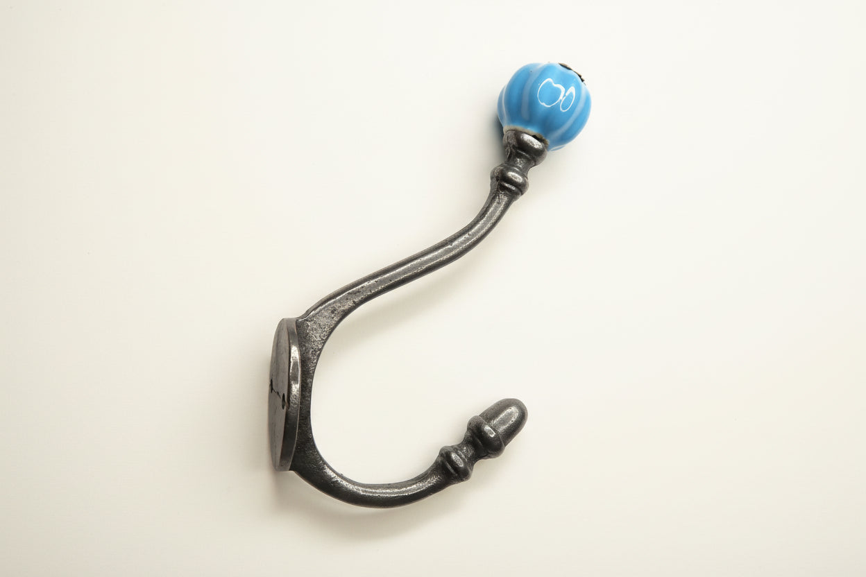 Sky Blue Acorn Double Coat Hook freeshipping - Cast & Wood