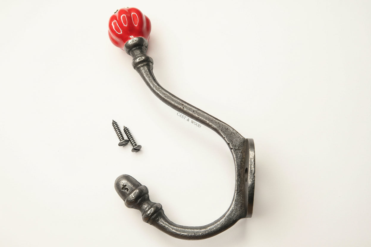 Red Acorn Double Coat Hook freeshipping - Cast & Wood