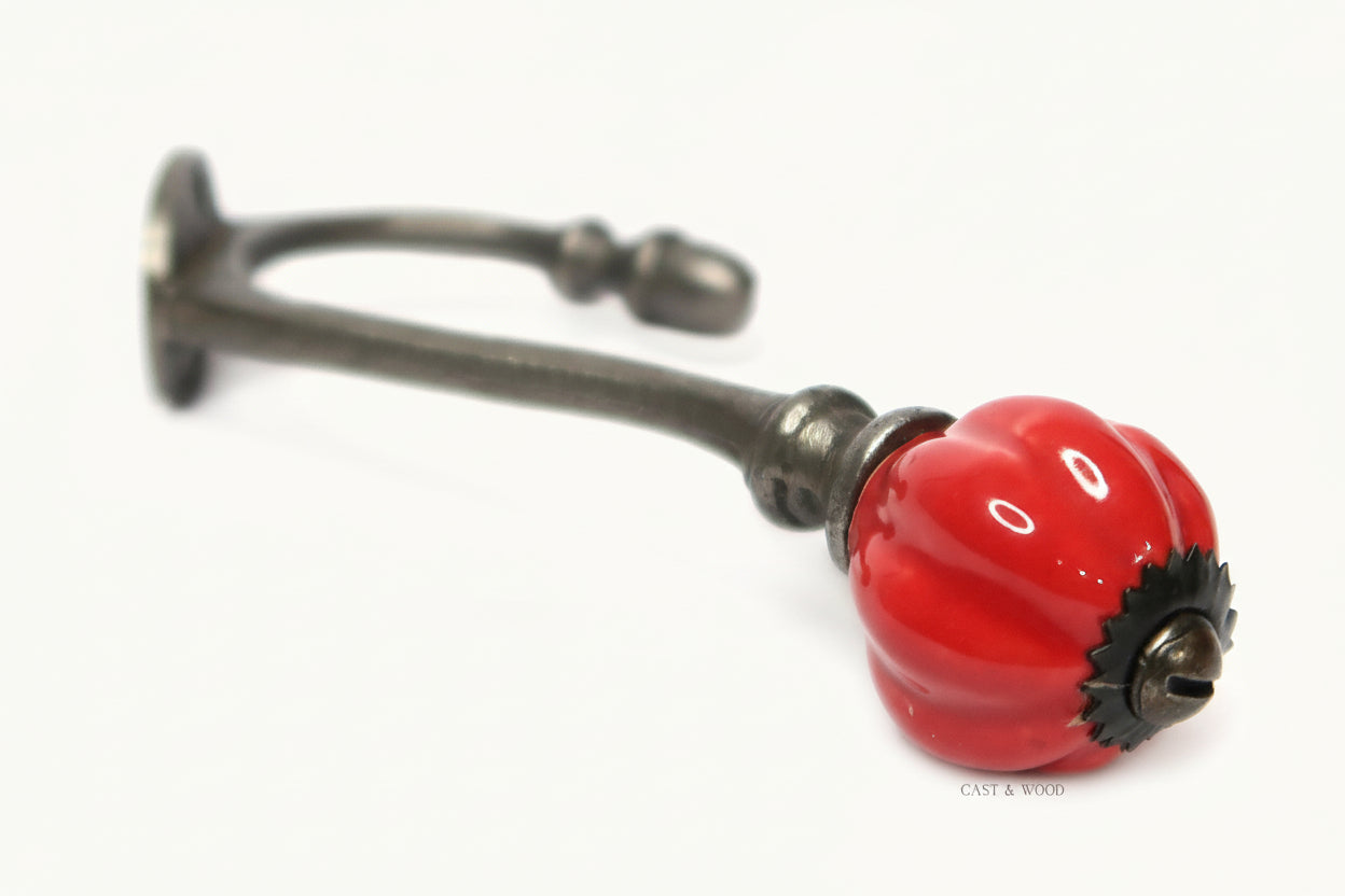 Red Acorn Double Coat Hook freeshipping - Cast & Wood