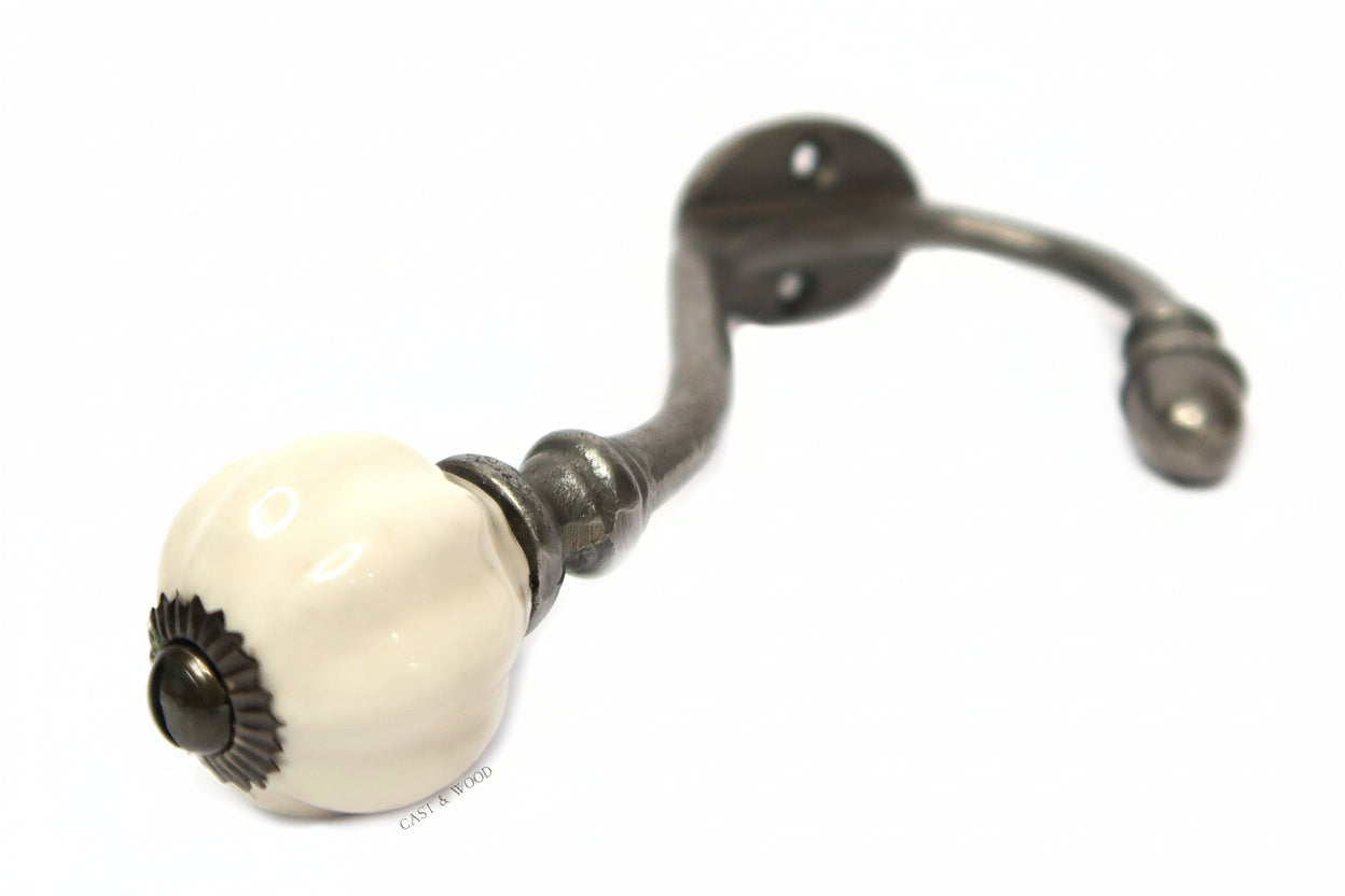 Off White Acorn Double Coat Hook freeshipping - Cast & Wood