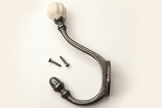 Off White Acorn Double Coat Hook freeshipping - Cast & Wood