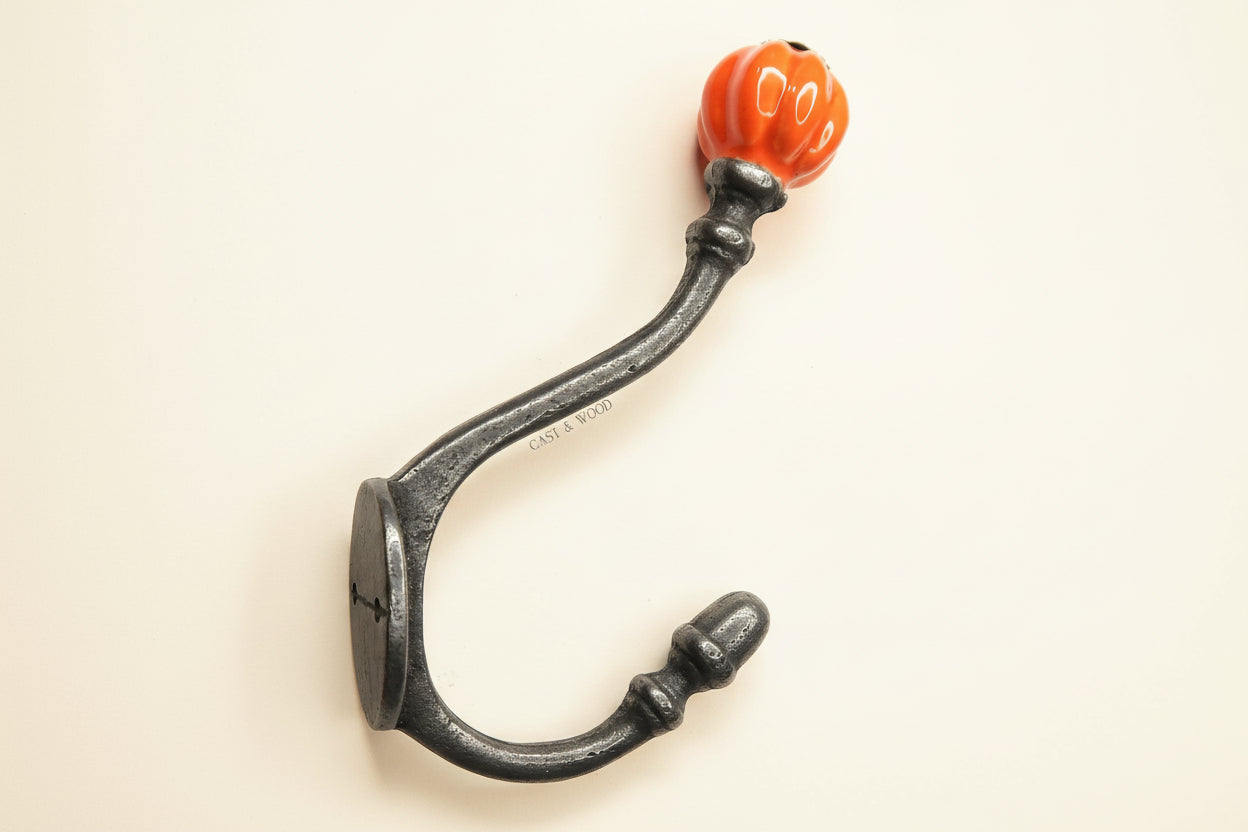 Orange Acorn Double Coat Hook freeshipping - Cast & Wood
