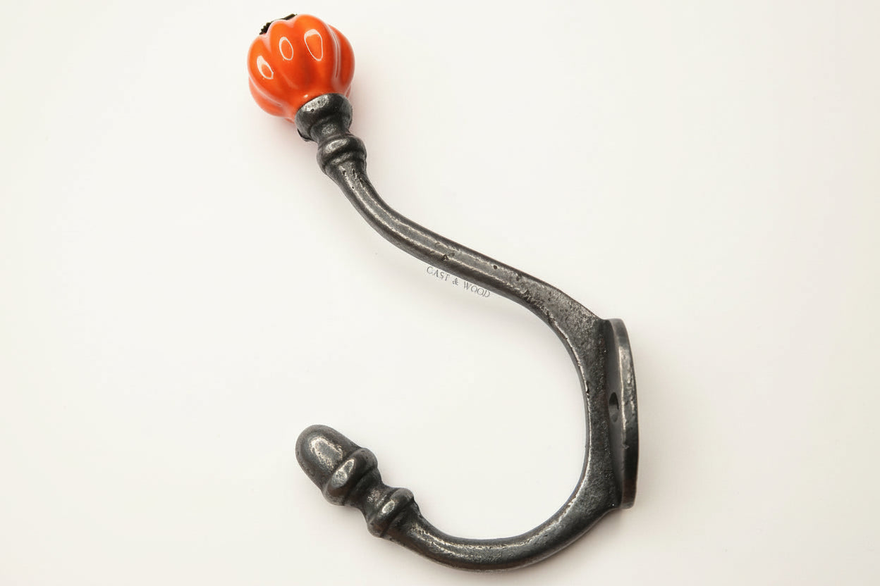 Orange Acorn Double Coat Hook freeshipping - Cast & Wood