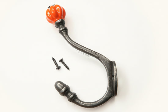 Orange Acorn Double Coat Hook freeshipping - Cast & Wood