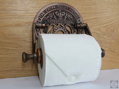 The Crown Toilet Roll Holder - Copper - Light Wood