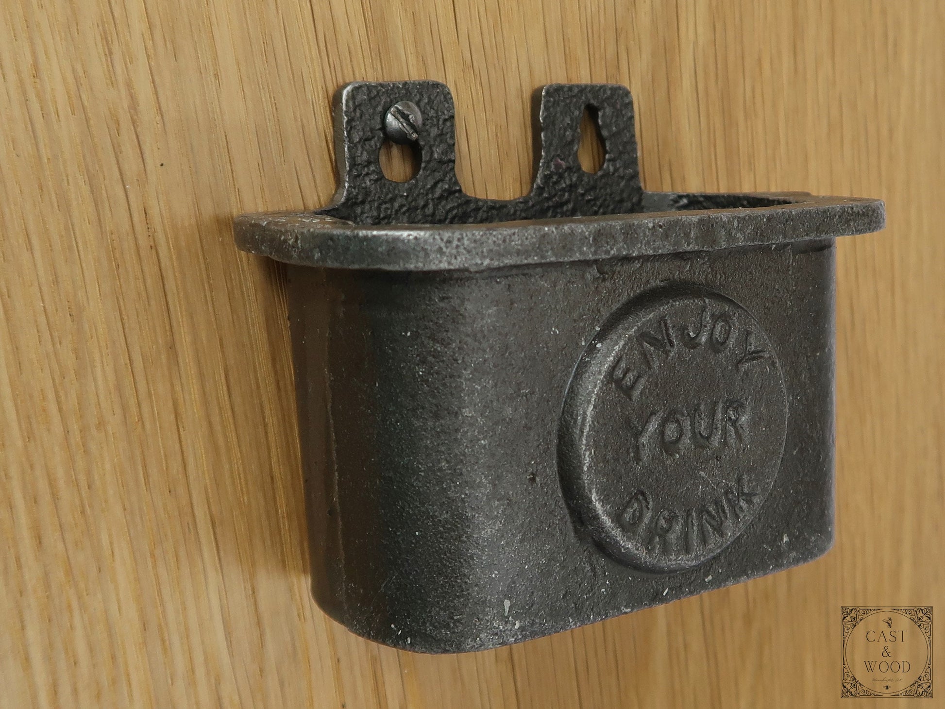 ENJOY YOUR DRINK Cast Iron Wall Mounted Bottle Cap Catcher freeshipping - Cast & Wood