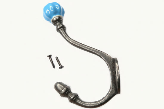 Sky Blue Acorn Double Coat Hook freeshipping - Cast & Wood