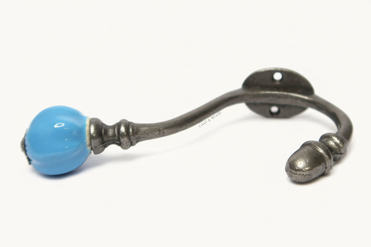 Sky Blue Acorn Double Coat Hook freeshipping - Cast & Wood