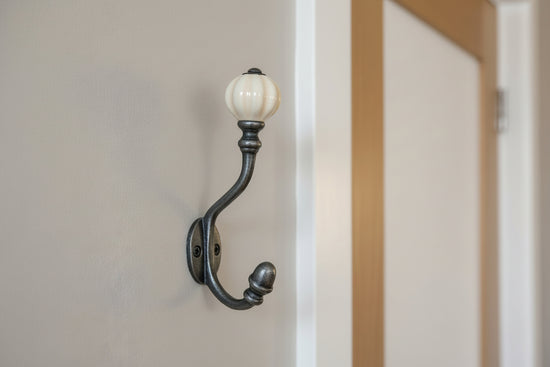 Off White Acorn Double Coat Hook freeshipping - Cast & Wood
