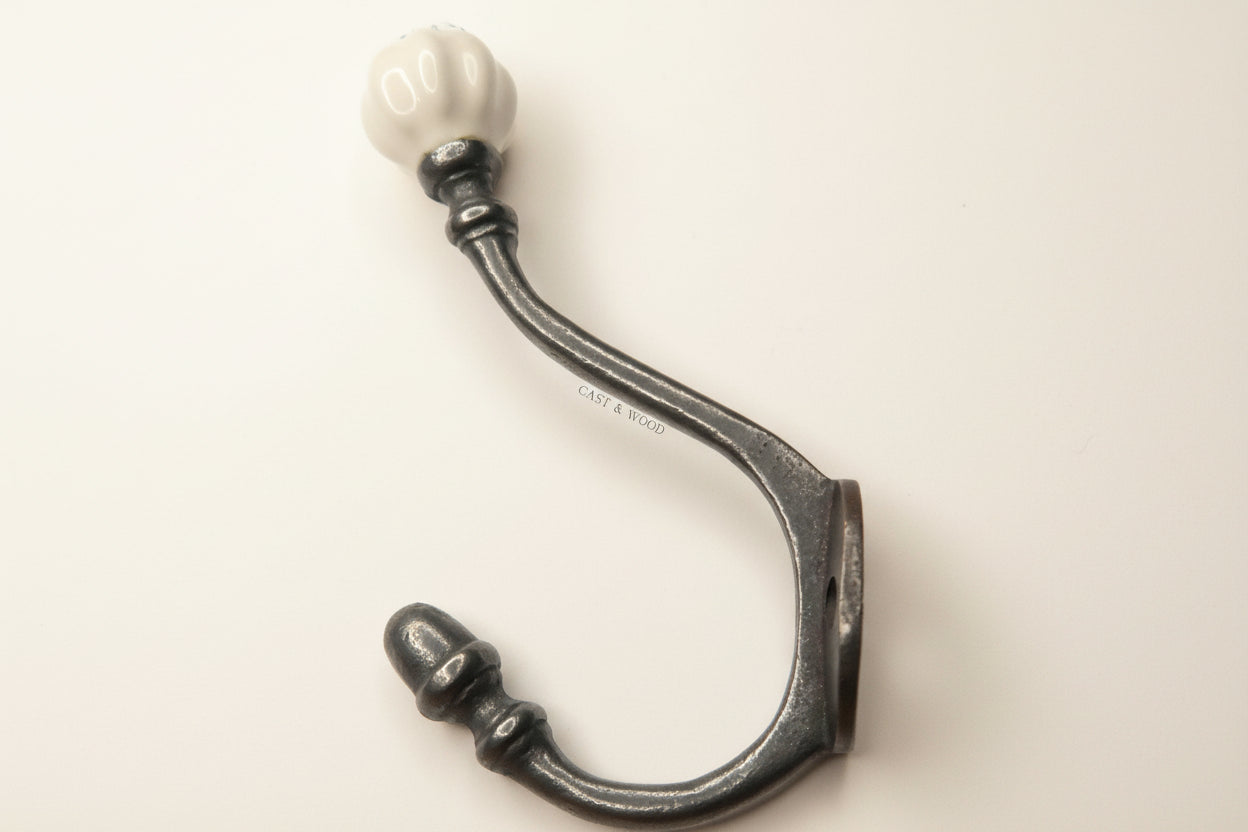 Off White Acorn Double Coat Hook freeshipping - Cast & Wood