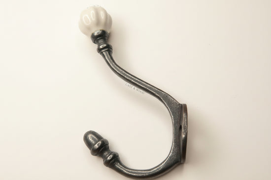 Off White Acorn Double Coat Hook freeshipping - Cast & Wood