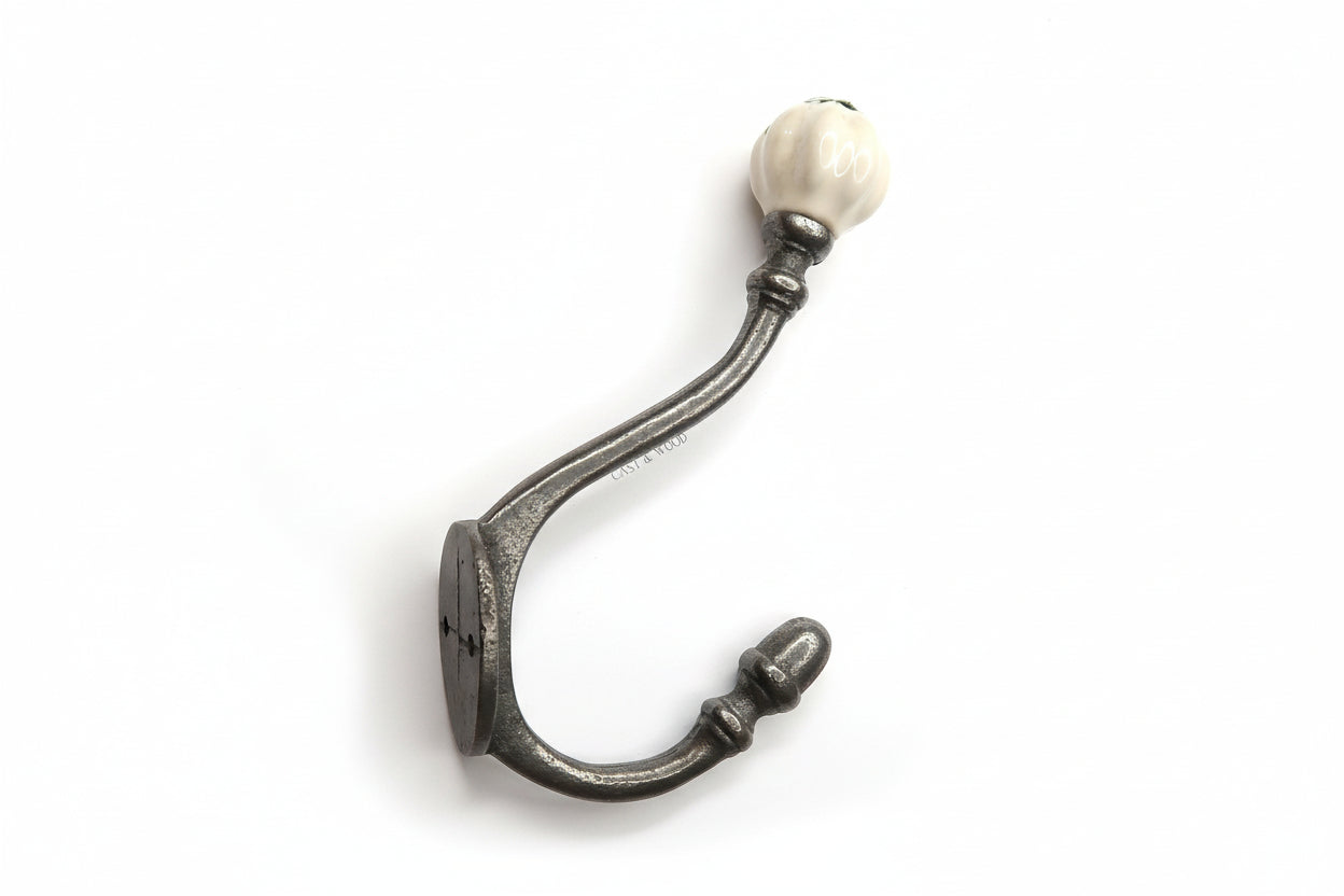 Off White Acorn Double Coat Hook freeshipping - Cast & Wood