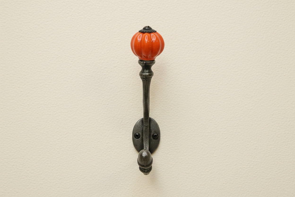 Orange Acorn Double Coat Hook freeshipping - Cast & Wood