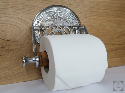 The Crown Toilet Roll Holder - Chrome - Light Wood