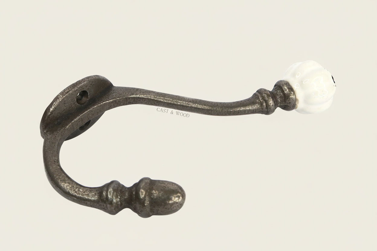 White Acorn Double Coat Hook freeshipping - Cast & Wood