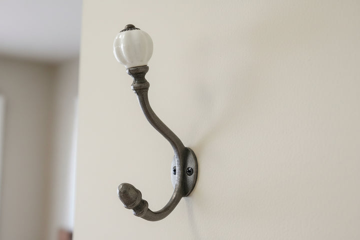 White Acorn Double Coat Hook freeshipping - Cast & Wood