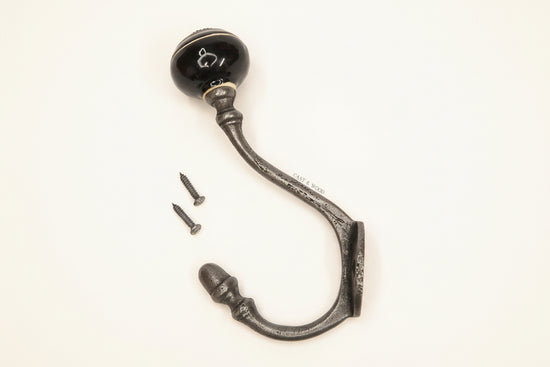 Black / White Stripe Acorn Double Coat Hook freeshipping - Cast & Wood