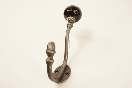 Black / White Stripe Acorn Double Coat Hook freeshipping - Cast & Wood