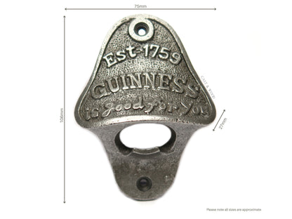 GUINNESS Cast Iron Wall Mounted Bottle Opener freeshipping - Cast & Wood