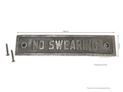 No Swearing Wall Plaque Sign