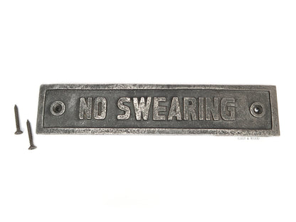 No Swearing Wall Plaque Sign