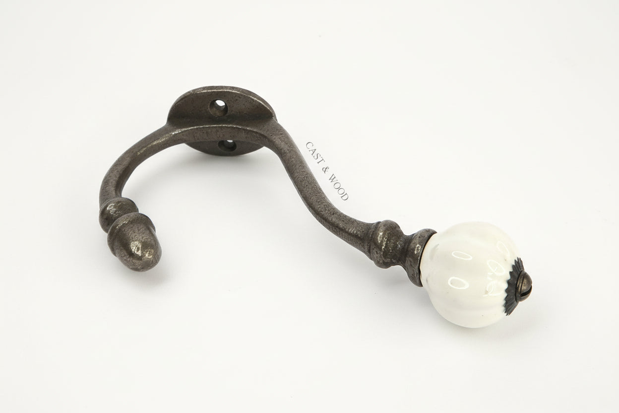 White Acorn Double Coat Hook freeshipping - Cast & Wood