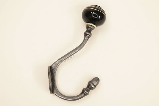 Black / White Stripe Acorn Double Coat Hook freeshipping - Cast & Wood